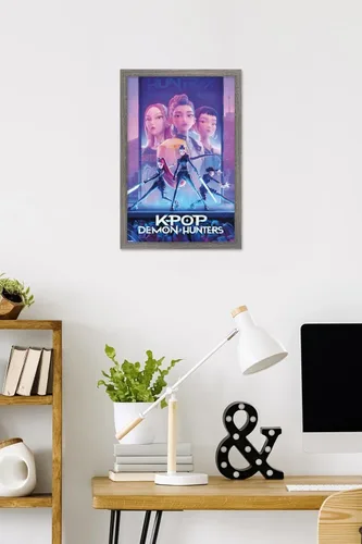 Miniatura 2 de Netflix KPop Demon Hunters (2025) - Póster de pared de una hoja, 22.4 pulgadas de largo x 14.7 pulgadas de ancho, versión enmarcada de madera