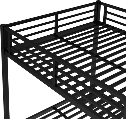 Miniatura 7 de Bellemave Litera de metal con nido, litera individual sobre matrimonial con barandilla y escalera para niños/adolescentes, adultos, no necesita