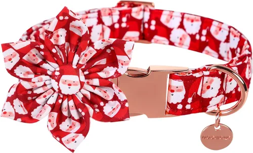 Miniatura 15 de DOGWONG Collar de Navidad para perro con corbatín, collar de perro de Papá Noel rojo, suave, duradero, ajustable, de algodón, para perros pequeños