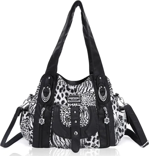 Angel Barcelo Bolsos de mano de moda espaciosos para mujer, bolsos de hombro para mujer, bolso de cuero lavado