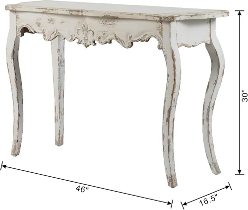 Miniatura 2 de Mesa de consola francesa de 46 pulgadas, mesa de entrada, mesa de sofá, mesa de acento larga estilo rústico, color blanco retro