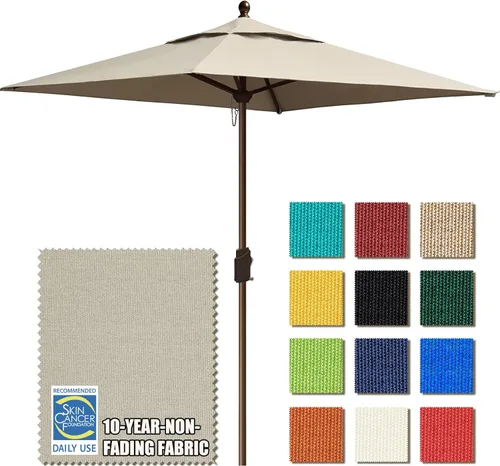 EliteShade USA Sombrilla de Mercado Cuadrada Sin Decoloración por 10 Años de 6x6 Pies, Sombrilla de Patio para Mesa de Exterior con Ventilación,