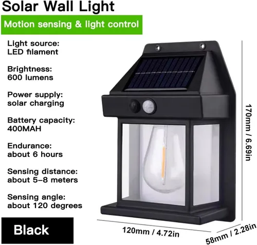 Miniatura 3 de Luces solares de pared para exteriores, lámpara inalámbrica de porche del atardecer al amanecer, linterna solar de pared con 3 modos y sensor