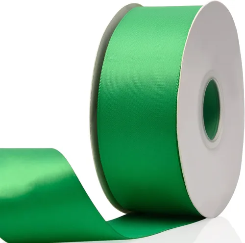 Miniatura 91 de Cinta de satén de doble cara verde manzana de 1-1/2 x 50 yardas, rollos de cinta de tela de alta densidad de color sólido, ideal para envolver