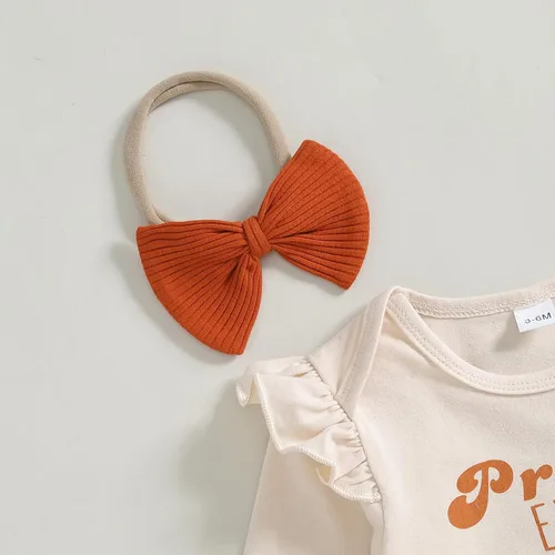 Miniatura 86 de Kuriozud Conjunto de mameluco con volantes para bebé recién nacida, con volantes, lindo conjunto de pantalones acampanados con diadema