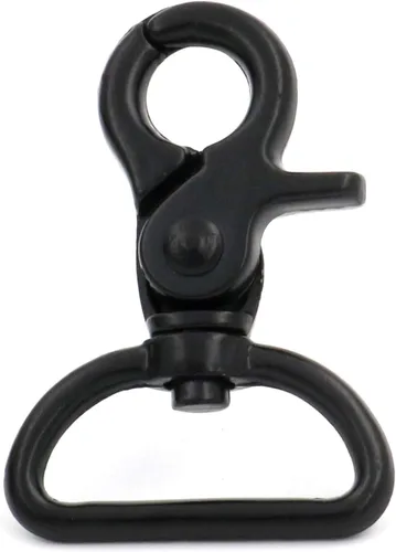 Miniatura 5 de BIKICOCO Gancho giratorio de 1 pulgada, cierre de pinza de langosta, clip de resorte, extremo de anillo en D, negro, paquete de 20 negro x 20 piezas