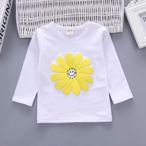 Miniatura 5 de Yao Conjunto de 3 piezas con estampado de flores para niñas pequeñas de 1 a 5 años, chaleco y pantalones
