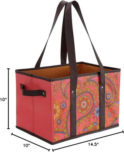 Miniatura 9 de Foraineam Juego de bolsas reutilizables para comestibles, bolsas de compras plegables y resistentes con fondo reforzado Fervent Paisley / Paquete