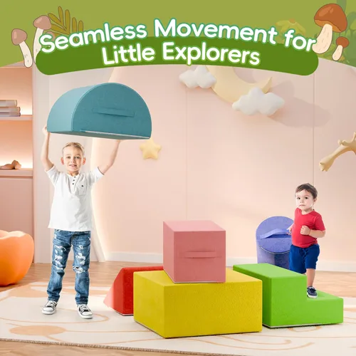 Miniatura 7 de TOLEAD Bloques grandes de escalada para bebés, 6 juguetes de escalada para niños pequeños, equipo de gimnasio de espuma suave de ultra alta Clásico