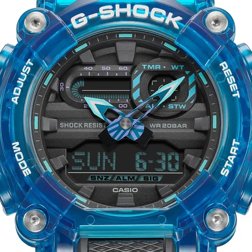 Miniatura 3 de G-Shock GA900SKL-2A Sound Waves Skeleton Series Reloj, verde azulado, Azul, Moderno