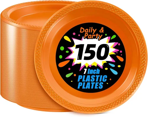 Miniatura 46 de WELLIFE Platos de postre negros de 7 pulgadas, 150 unidades, platos de postre de plástico desechables para fiestas, pasteles, aperitivos, ensaladas