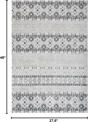 Miniatura 2 de SAFAVIEH Madison Collection - Alfombra decorativa de 2 pies 3 pulgadas x 4 pies, color carbón y gris, diseño bohemio chic, no desprende pelusa