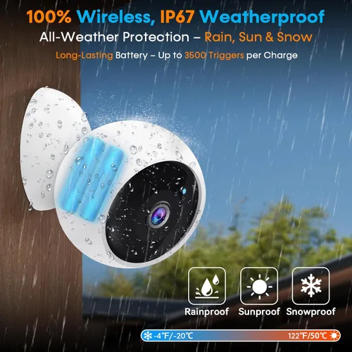 Miniatura 7 de AMTIFO Cámaras de seguridad inalámbricas magnéticas para exteriores – Paquete de 4 unidades sin instalación inteligente 2K WiFi – Cámara