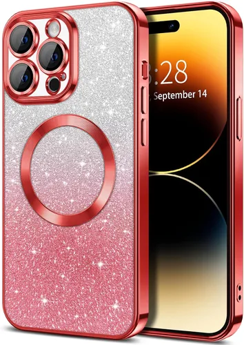 Miniatura 72 de Hython Funda para iPhone 13 Pro transparente con purpurina magnética [compatible con MagSafe] Protector completo de lente de cámara delgado