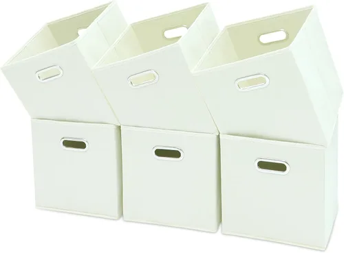 Miniatura 15 de Cubos de almacenamiento de tela – 13 x 13 x 13 pulgadas, cubos organizadores plegables con asas dobles – juego de 6, color azul