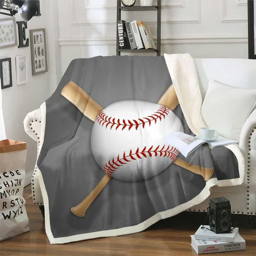 Erosebridal Manta de béisbol impresa en 3D, manta de forro polar con diseño de bate de béisbol para niños, adolescentes y adultos, regalo de