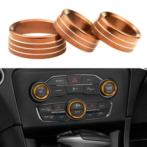 Miniatura 6 de Para Dodge Challenger Charger (2015-2021), cubierta de perilla de control de clima de CA, interruptor de sintonización de volumen automático, ajuste