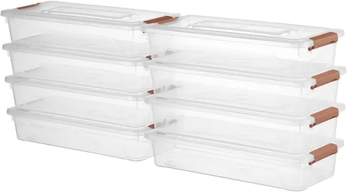Miniatura 9 de novelinks Contenedores de almacenamiento apilables transparentes con tapa, cajas de almacenamiento de plástico duradero para oficina en casa