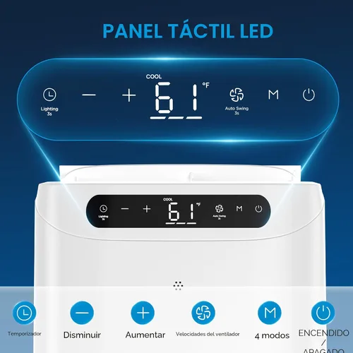 Miniatura 6 de Aire acondicionado portátil de 12000 BTU para refrigeración de habitaciones de hasta 500 pies cuadrados, unidad de CA portátil silenciosa 3 en 1
