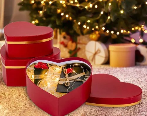 Miniatura 8 de Oairse Cajas de regalo en forma de corazón para flores, cajas de regalo anidadas con tapas, cajas en forma de corazón para arreglos de flores, juego