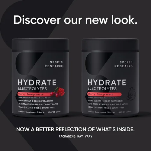 Miniatura 2 de Sports Research® Hydrate Polvo de Electrolitos - Sin Azúcar y con Sabor Natural con Vitaminas, Minerales y Agua de Coco - Apoya la Hidratación
