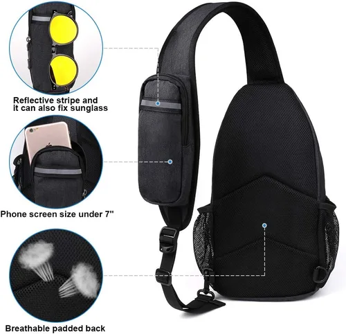 Miniatura 104 de WATERFLY Bolsa pequeña de senderismo: mochila cruzada para el pecho, mochila para hombres y mujeres con correa de hombro agradable a la piel