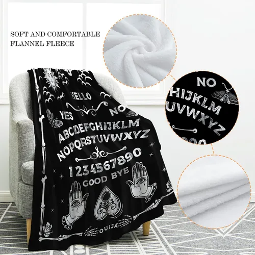 Miniatura 3 de Jekeno - Manta de Ouija Gothic Witch para Halloween, diseño de sol, luna, esqueleto, calavera, horror, espeluznante, regalos para mujeres, niños