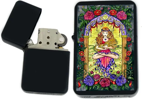 Miniatura 4 de Signos del zodiaco, símbolos del horóscopo, colección de iconos de astrología, infinito negro mate a prueba de viento, encendedores (Virgo) - Regalo