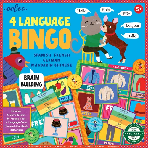 Miniatura 3 de eeBoo Juego de bingo en 4 idiomas/Español, Francés, Alemán, Chino Mandarín/Edades 3+