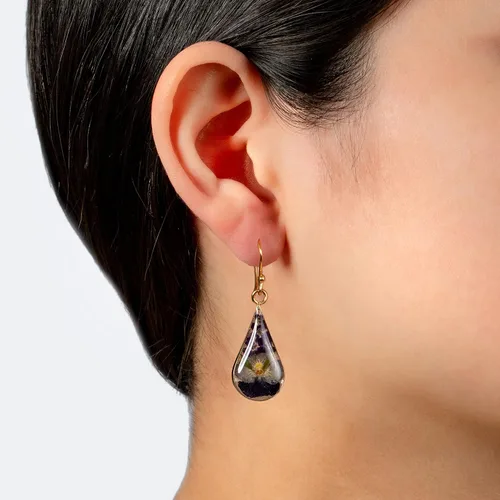Miniatura 29 de Amazon Essentials Pendientes de plata de ley con forma de lágrima de flor prensada (anteriormente Amazon Collection)