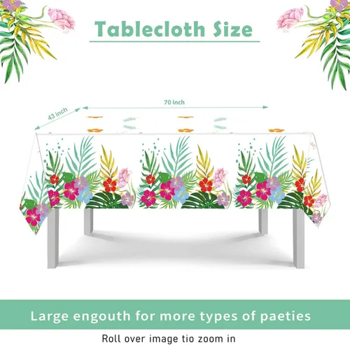 Miniatura 4 de 121 piezas de decoraciones hawaianas de Luau para fiesta, suministros de vajilla Aloha Tropical para fiesta, incluyendo platos, servilletas, tazas