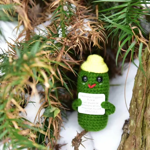 Miniatura 2 de Cabeza de Patata Positiva y Divertida con Tarjeta Mini de Crochet y Tejido para Apoyo Emocional Hecho a Mano, Regalos de Pepino, Decoración