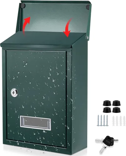 Miniatura 12 de Amylove Buzones de correo resistentes a la intemperie con cerradura de llave, buzón de metal de montaje en pared con bloqueo de seguridad con ranura