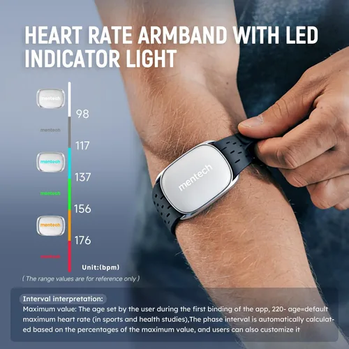Miniatura 4 de Brazalete con monitor de frecuencia cardíaca Bluetooth, batería de 140 horas, altamente elástico y transpirable, 5 ATM impermeable, Ant+, uso