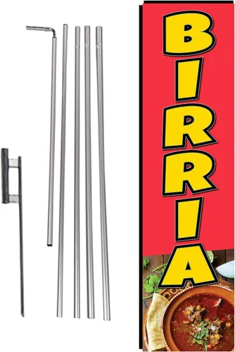 Miniatura 13 de Tacos Mexican Restaurant Publicidad Banner de plumas Swooper Bandera con Kit de asta de Bandera y Estaca de Tierra Tacos-Multicolor-Verde/Rojo