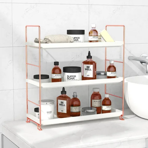 Miniatura 3 de FSyueyun Organizador de estante de maquillaje de 3 niveles, organizador de baño, encimera, organizador de perfume para cuidado de la piel de gran