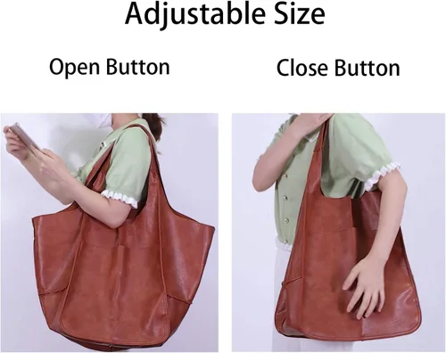 Miniatura 2 de KlaOyer Bolso de mano de cuero de gran capacidad para trabajo, de cuero sintético, bolso de mano y bolso de mano grande y suave bolsa de compras