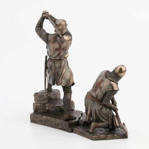 Miniatura 4 de Veronese Design Battling Templar Knights - Estatua de resina fundida en frío con acabado en bronce
