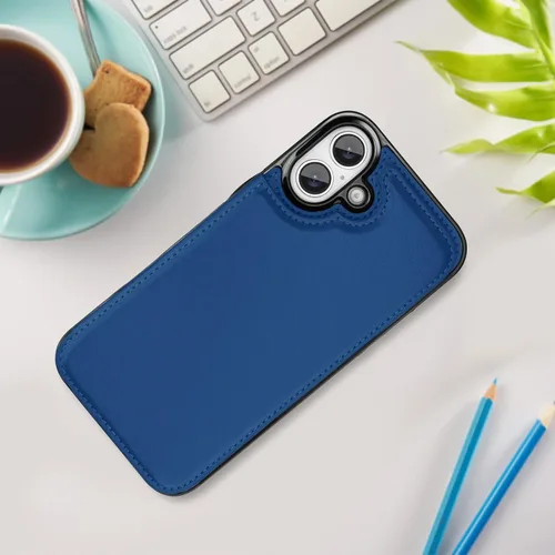 Miniatura 7 de Bizzib para iPhone 16 Plus funda tipo billetera con soporte para tarjetas, funda protectora a prueba de caídas y golpes de poliuretano premium
