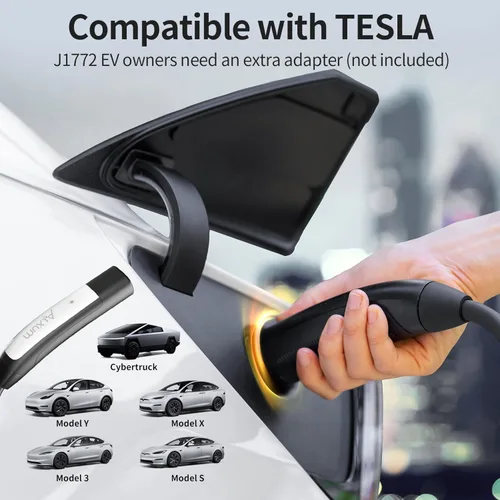 Miniatura 7 de Alxum Cargador Tesla de Nivel 2 - Cargador Portátil Tesla de 32 Amperios con Cable de 16.4 pies para Hogar y Exterior, Conector Móvil con Enchufe