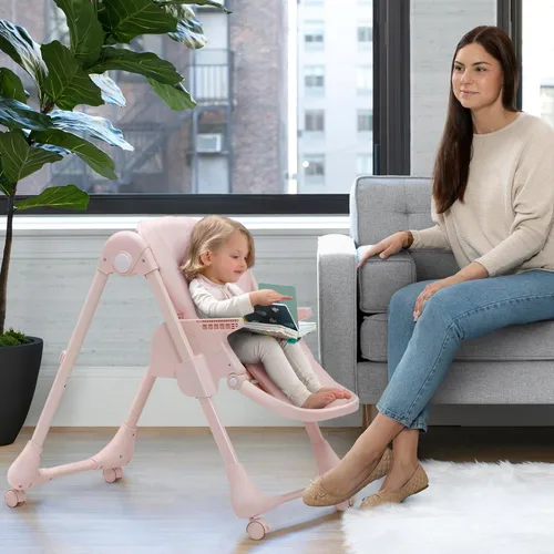 Miniatura 10 de Little Folks by Delta Children - Silla alta SlimFold 2 en 1 para bebés y niños pequeños, color rosa