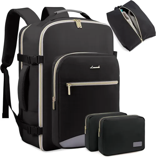 LOVEVOOK Mochila de viaje de 50 L para mujeres y hombres, impermeable, aprobada por aerolíneas, equipaje de mano, artículos esenciales de viaje,