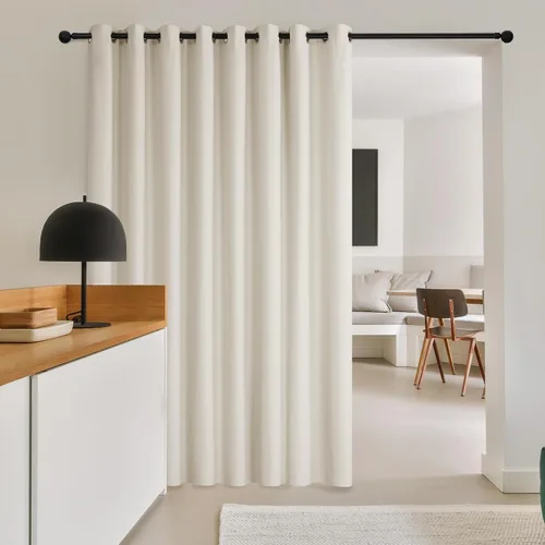 Miniatura 2 de Deconovo Cortinas 100% opacas para puerta de patio de 84 pulgadas de largo, cortinas de lino extra anchas con textura de lino, paneles de cortina