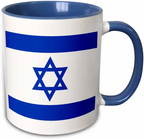 Miniatura 12 de 3dRose (mug_151420_4) Bandera israelí - Azul y blanco con estrella magen David - Estado judío de Israel - Judaísmo - Sionismo - Taza negra de dos