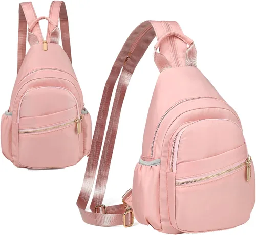 YAZEKOUS - Mochila cruzada tipo bandolera mini para mujeres, convertible, pequeña mochila para viajes, para senderismo, mochila de día Z Rosa