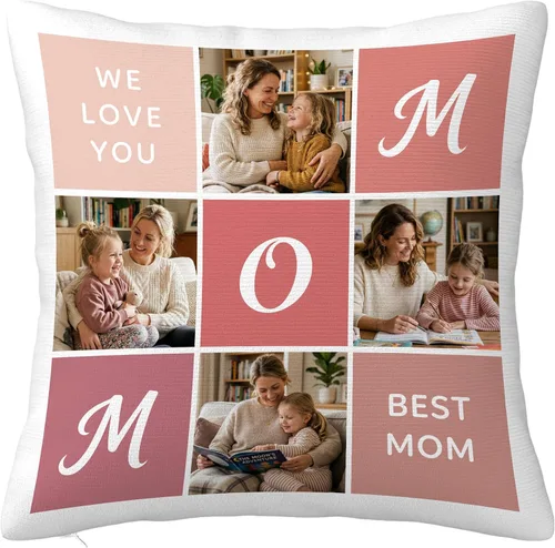 Miniatura 31 de Easycosy Almohada personalizada con texto de imagen, funda de almohada con foto, regalos personalizados para parejas, funda de cojín con foto, 4