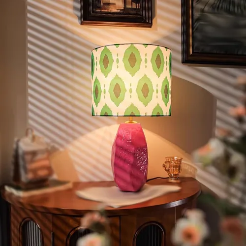 Miniatura 5 de Lamp for Desk Pink Ceramic Table Lamp Bedroom Study Bedside Lamp Retro Atmosphere Lamp Desk Lamps for Home Office