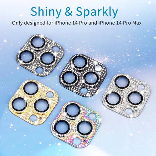 Miniatura 145 de Protector de lente de cámara diseñado para iPhone 12 Pro Max, con diamantes de imitación 3D con diamantes de imitación 9H, vidrio templado, Rosado