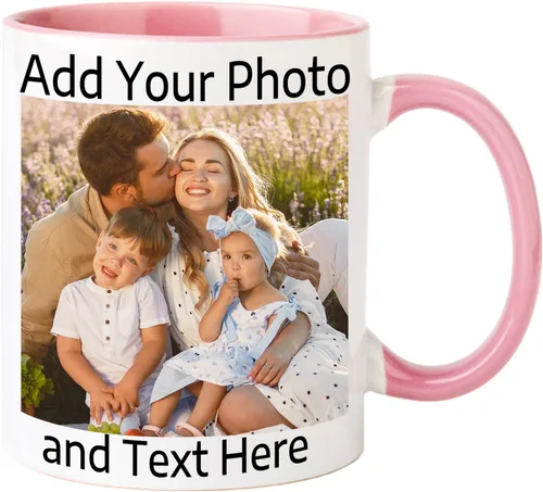 Miniatura 16 de Taza de café personalizada Taza personalizada con nombre y logotipo de texto, taza personalizada de 11 onzas en ambos lados, regalos Blanco