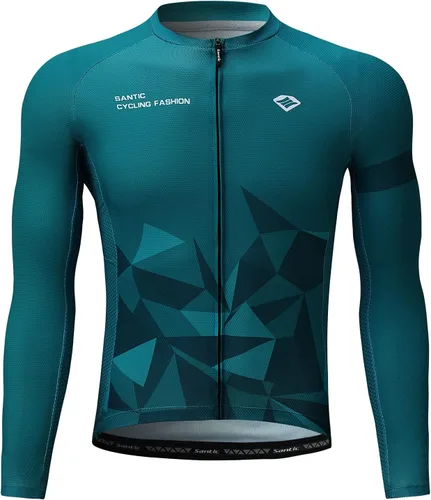 Miniatura 51 de Santic - Camiseta de ciclismo para hombre, manga larga, reflejante, cremallera completa, con bolsillos